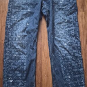 Universal Thread Women's Blue Patterned Flare Jeans